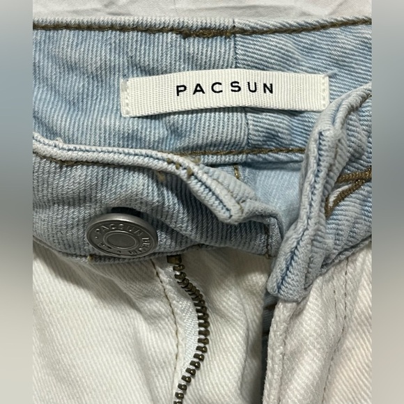 PacSun Women's Mom Short Blue and White Denim Shorts Size 24 - Picture 8 of 13